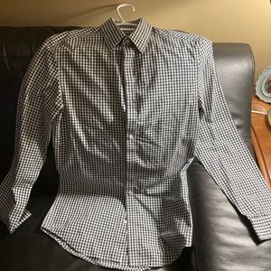 Mens H&M size XS blue and white checkered button up shirt.